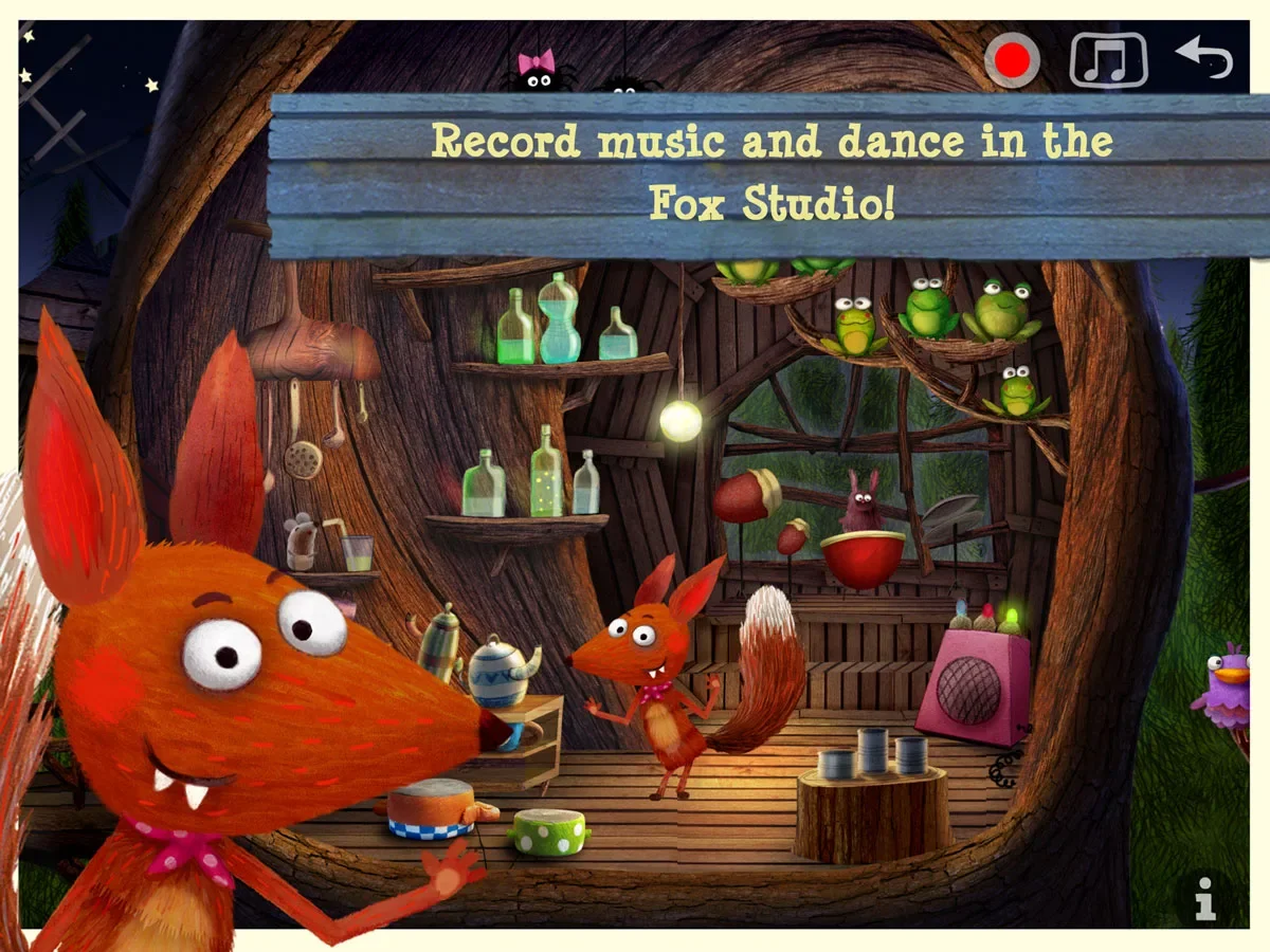 Little Fox Nursery Rhymes App – record music and dance in the tree house studio