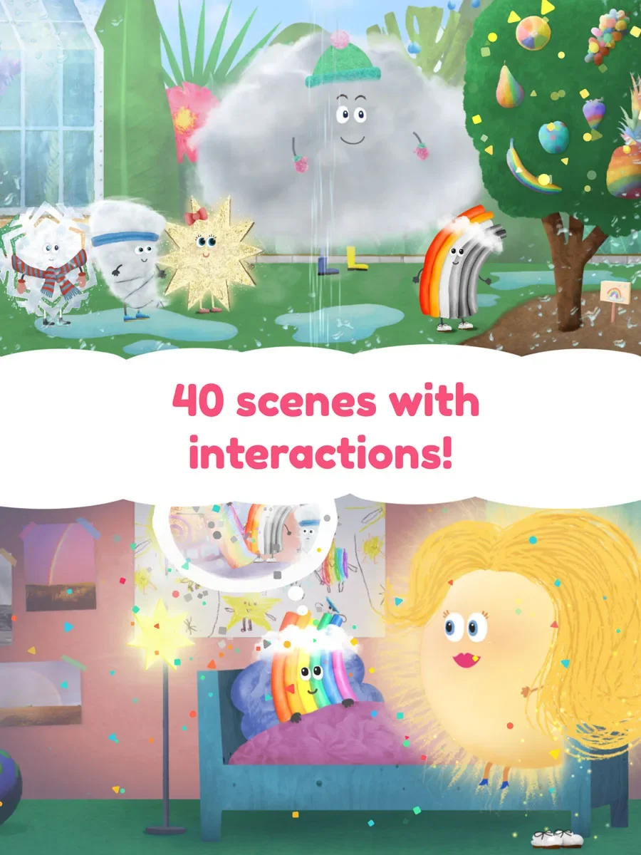 Rudi Rainbow App for Kids – 40 beautiful scenes with interactive objects
