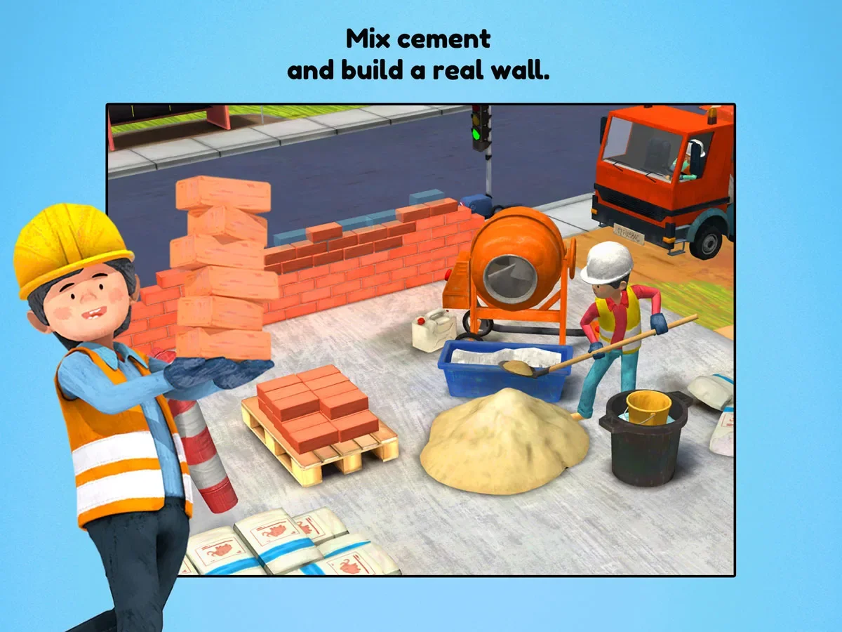 Little Builders App for kids – Mix cement and build a real wall