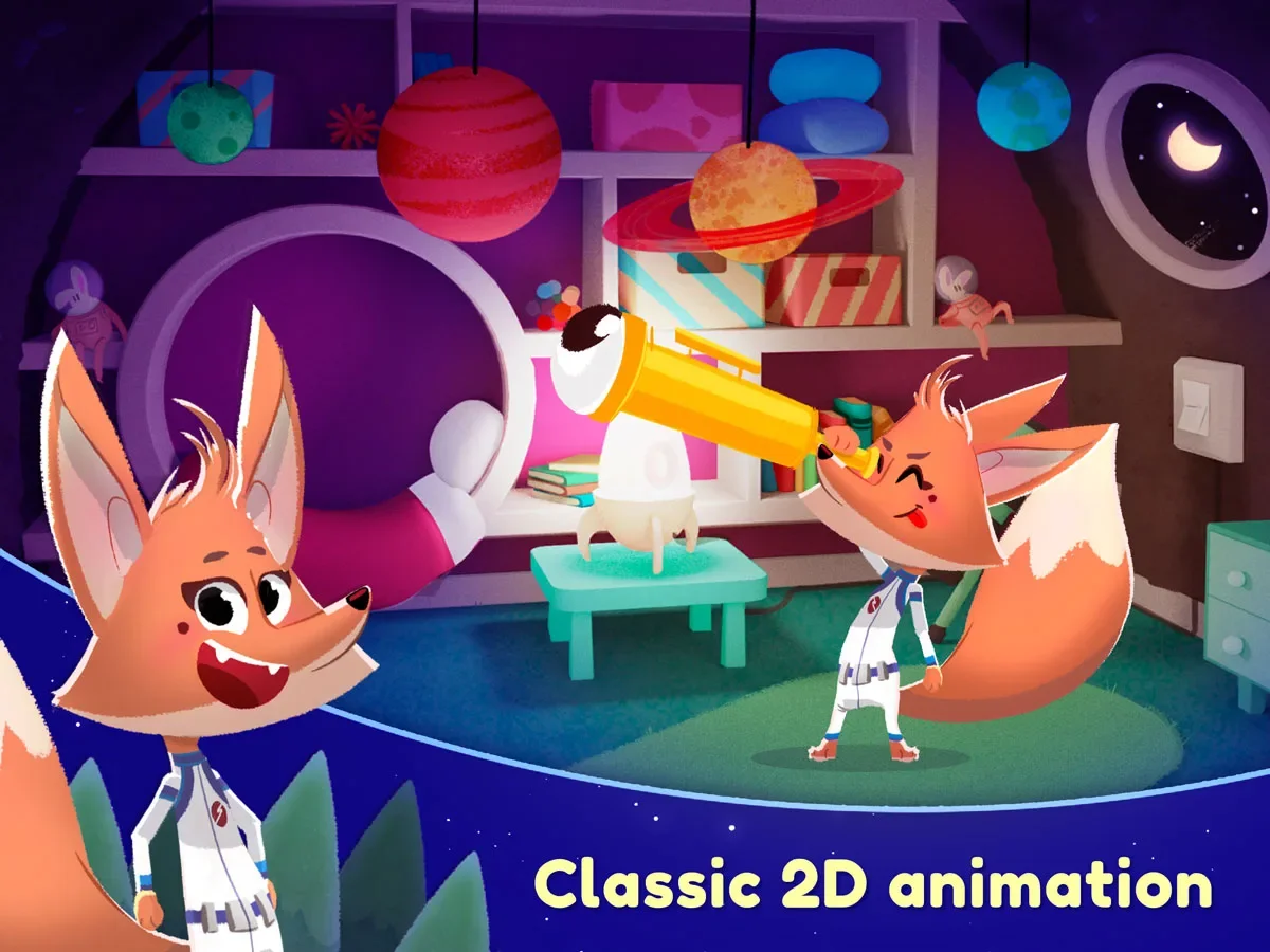 Nighty Night Forest Kids App for iPhone, iPad and Android – classic 2D animation