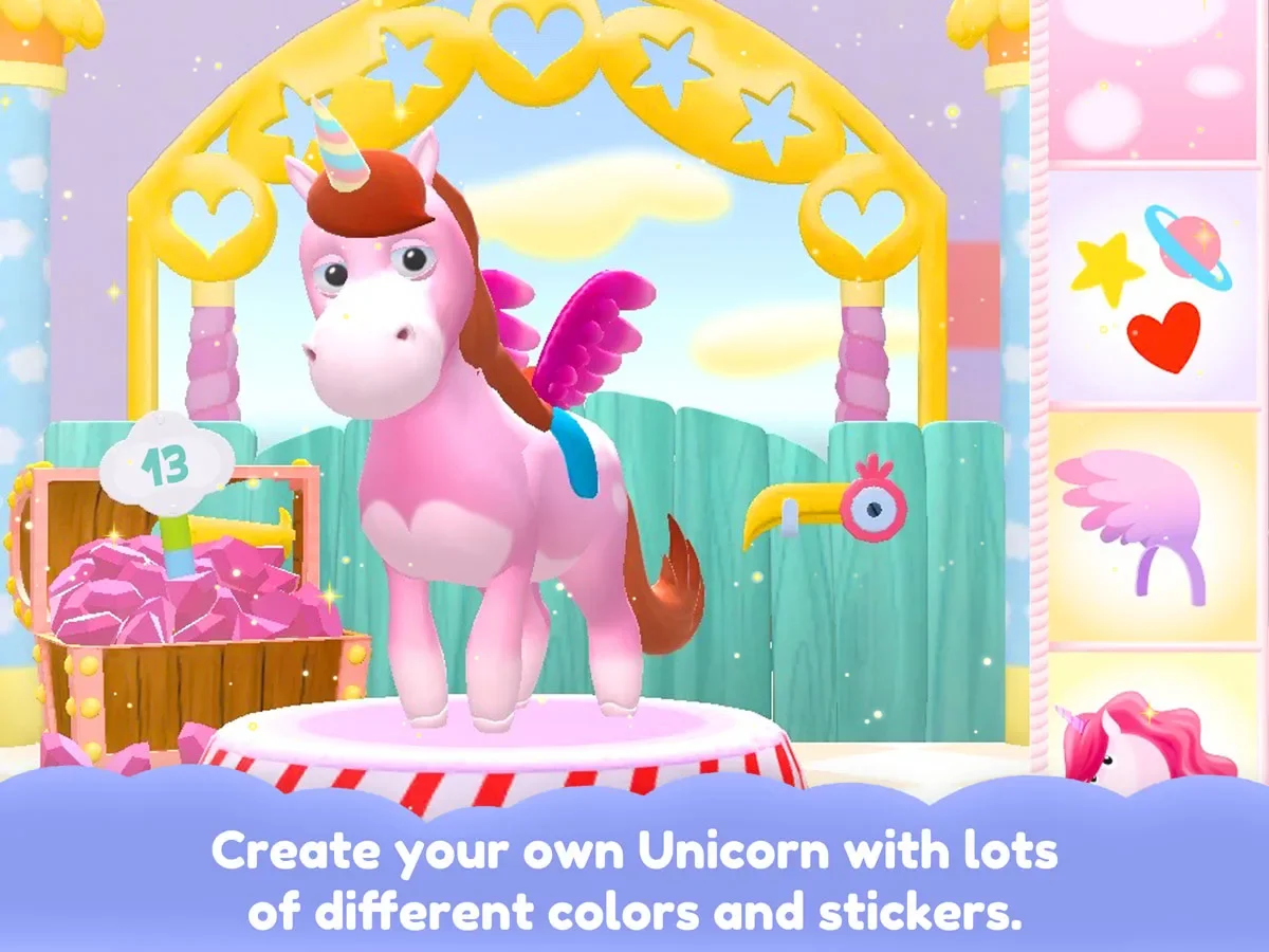 Unicorn Glitterluck – create your unicorn with stickers, colors and accessories
